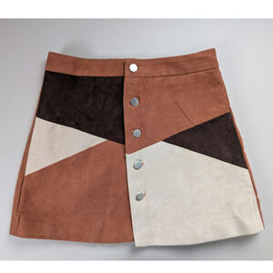 Raga Faux Suede Mini Skirt Womens Small Western Festival Party Classic Neutral